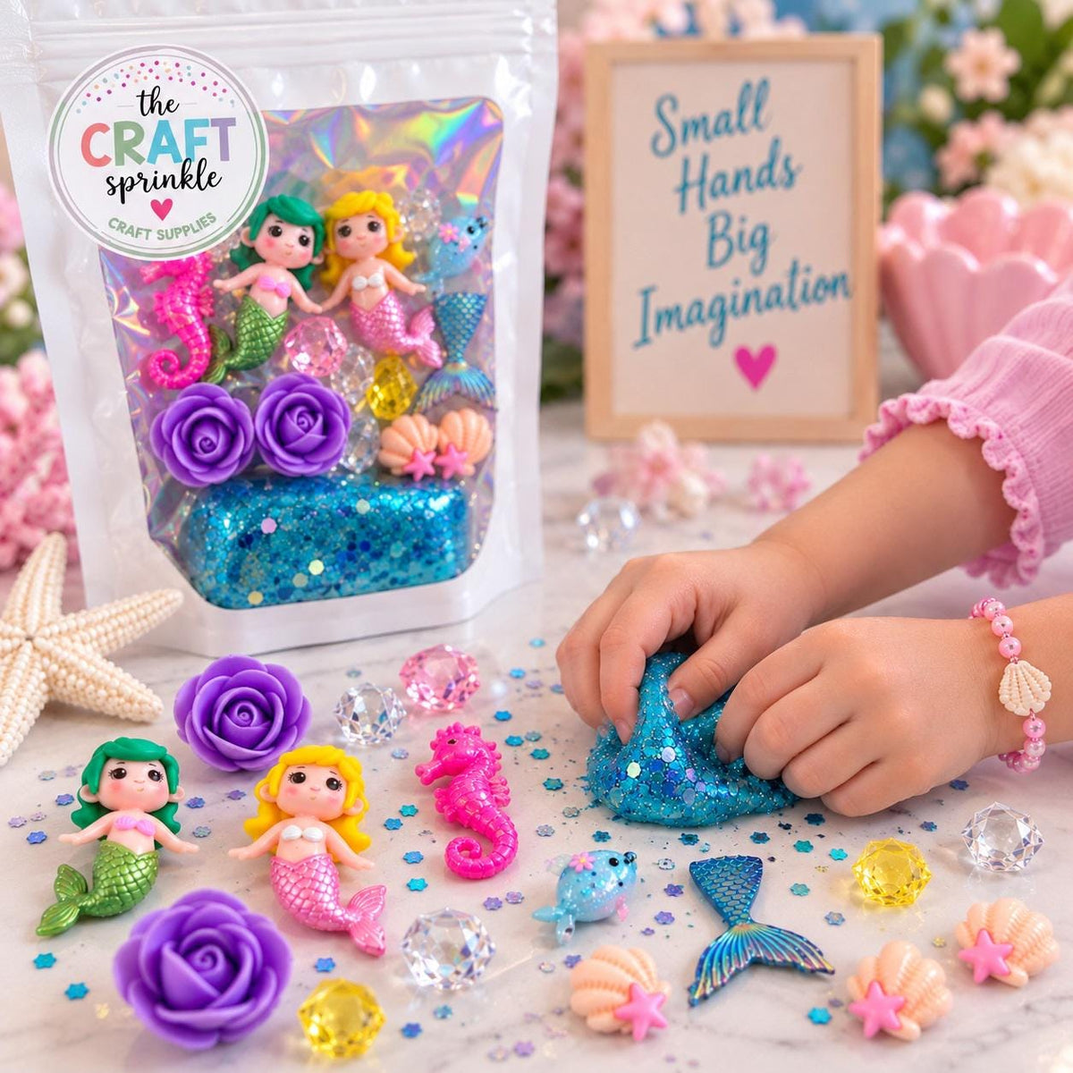 Mermaid Sensory Dough Kit for Kids | Mermaid Play Kit | Glitter Sensory Dough