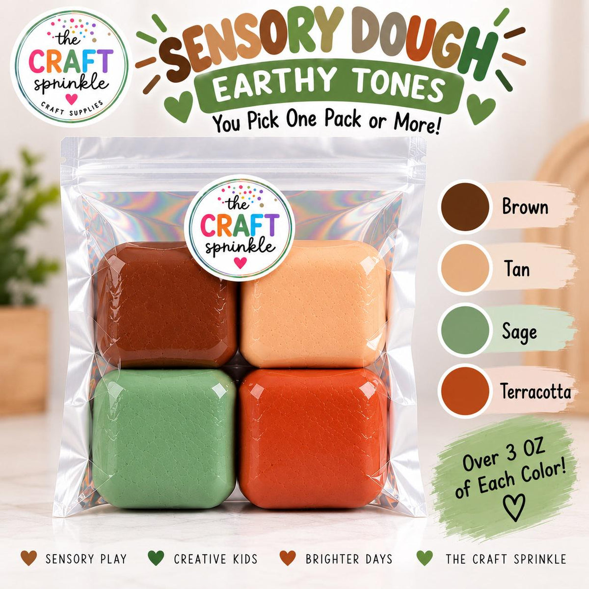 Sensory Dough 4 Pack | Over 3 oz EACH Color | You Pick Your Color Set | Soft Fresh Sensory Dough | Kids Sensory Play