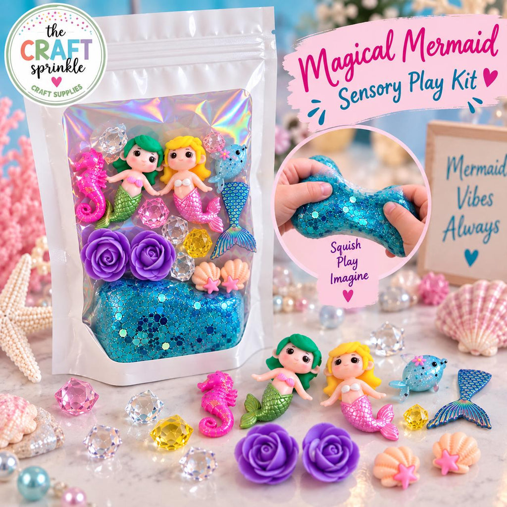 Mermaid Sensory Dough Kit for Kids | Mermaid Play Kit | Glitter Sensory Dough