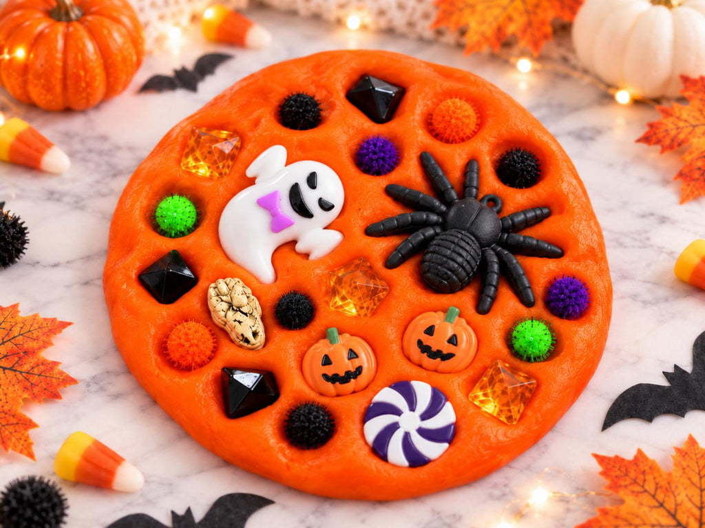 Halloween Sensory Play Dough Kit | 6 oz Dough + Mix-Ins (Orange, Black, Purple)