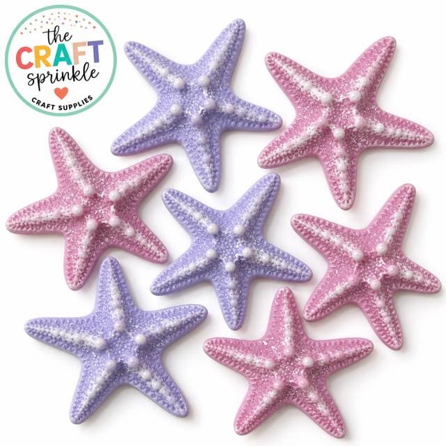 Pastel Starfish Embellishments | Chunky Slime, Play-Doh, Decoden Supplies (Set of 4)
