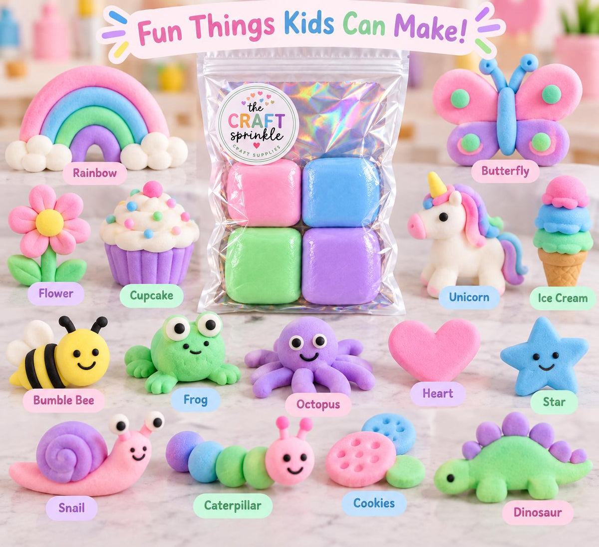 Pastel Sensory Dough 4 Pack | Light Pink Blue Green Purple | 3.5 oz Each | Handmade Sensory Dough | Kids Gift Party Favor