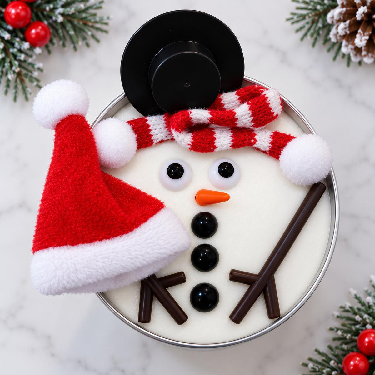 Build a Snowman Play Dough Kit 5 oz Christmas Sensory Dough Travel Tin | Choose Hat / Scarf | Stocking Stuffer for Kids