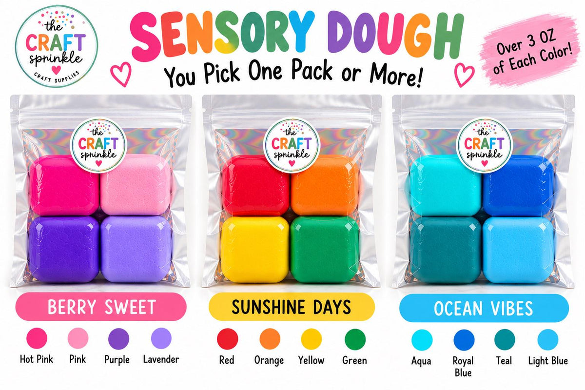 Sensory Dough 4 Pack | Over 3 oz EACH Color | You Pick Your Color Set | Soft Fresh Sensory Dough | Kids Sensory Play