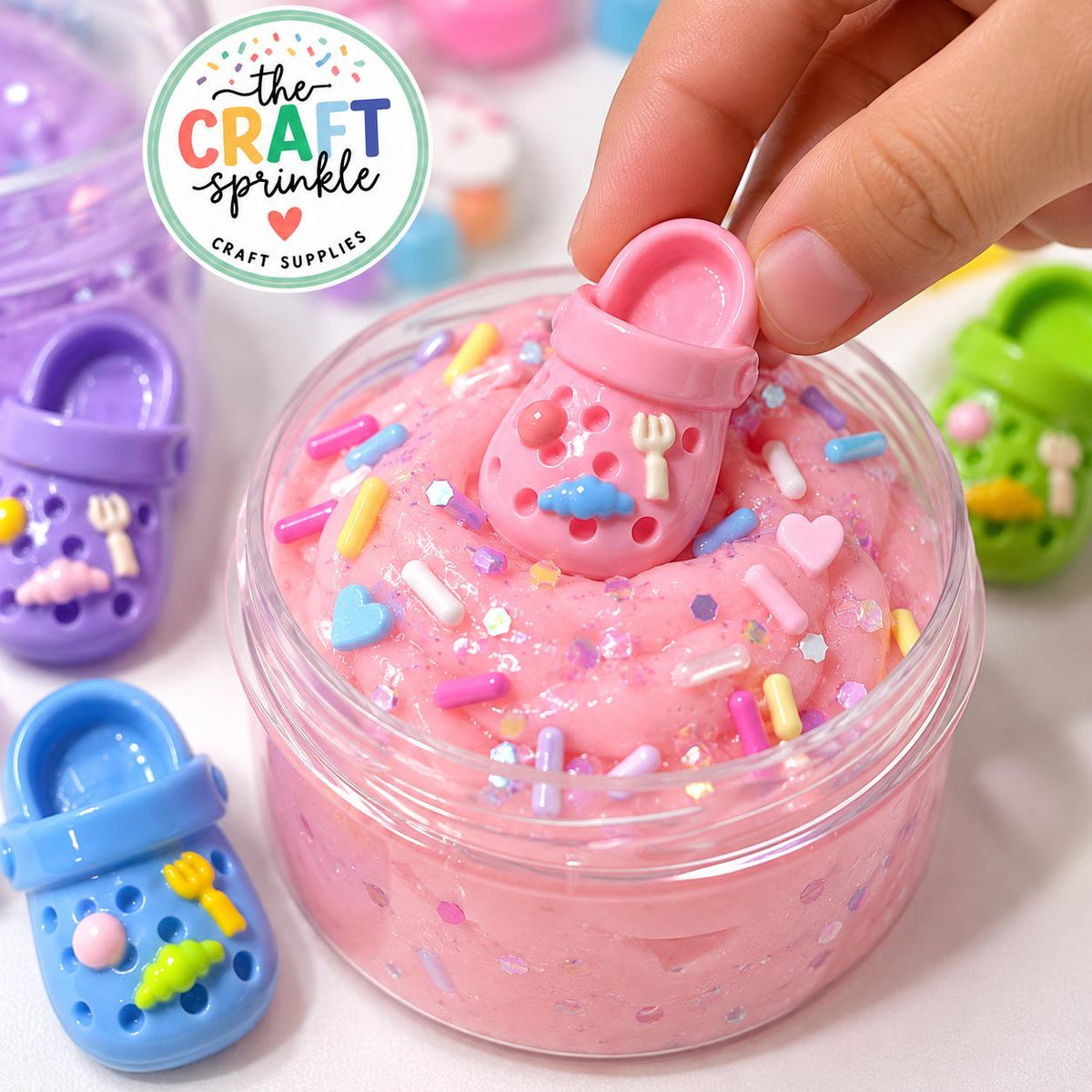 Tiny Clog Charms – Set of 4 Colorful Slime & Play Dough Embellishments (1.4" Tall)