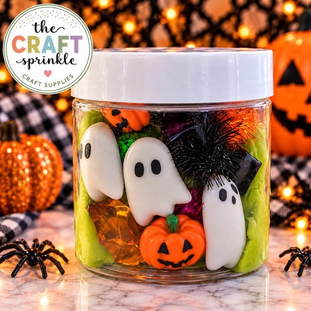 Monster Mash Halloween Play Dough Kit | 4 oz Green Sensory Dough | Ghosts Pumpkins Spiders & Mix-Ins | Boo Basket Gift