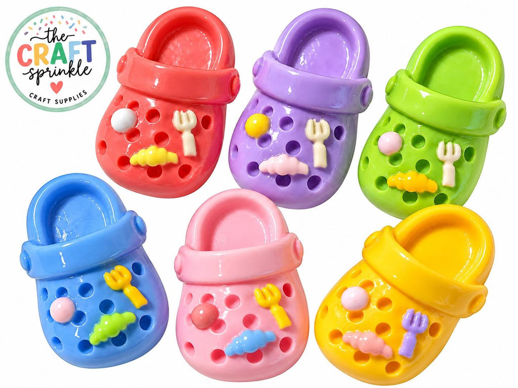 Tiny Clog Charms – Set of 4 Colorful Slime & Play Dough Embellishments (1.4" Tall)