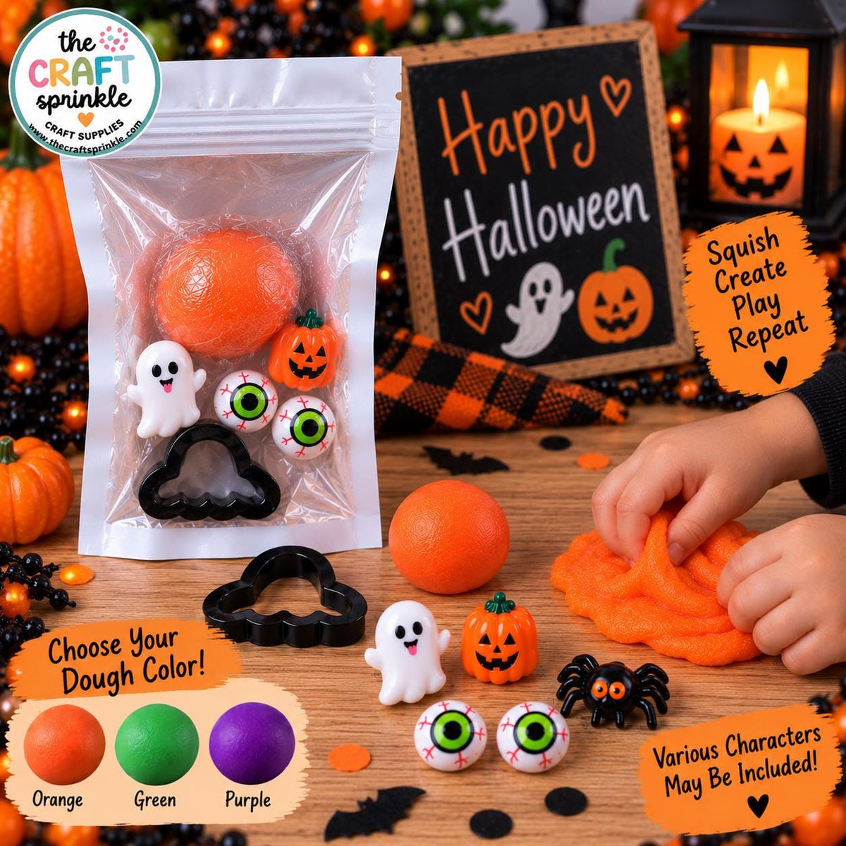 Halloween Party Favor for Kids, Non Candy Trick or Treat, Classroom Prize, Mini Sensory Dough Boo Basket Filler