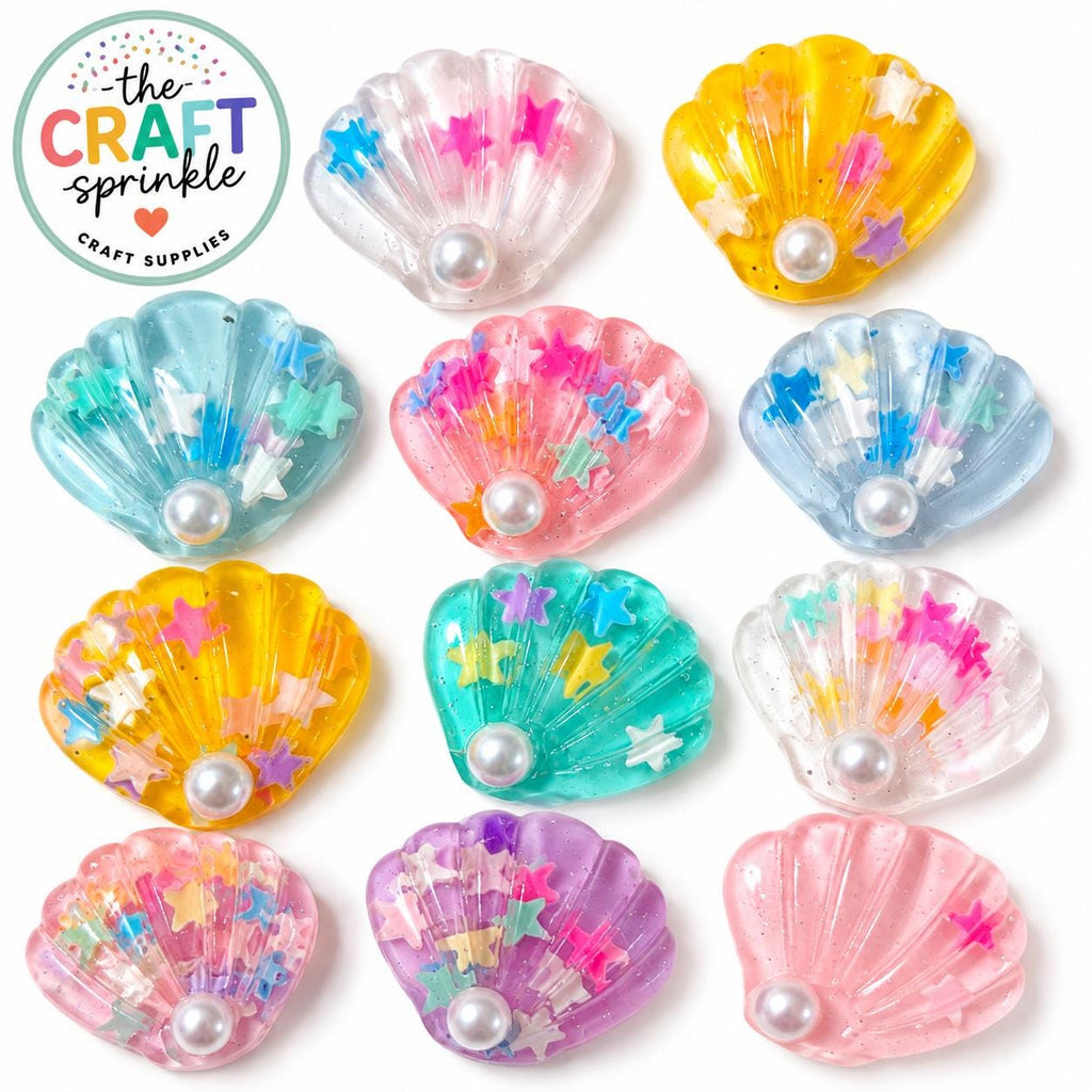 Mermaid Treasure Shells | Resin Pearl Seashell Embellishments (Set of 4)