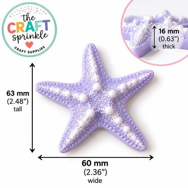 Pastel Starfish Embellishments | Chunky Slime, Play-Doh, Decoden Supplies (Set of 4)