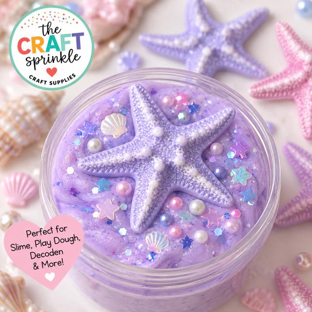 Pastel Starfish Embellishments | Chunky Slime, Play-Doh, Decoden Supplies (Set of 4)
