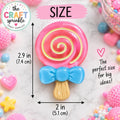 Large Pink Lollipop Charms (Set of 2) | 3D Candy Embellishment for Crafts
