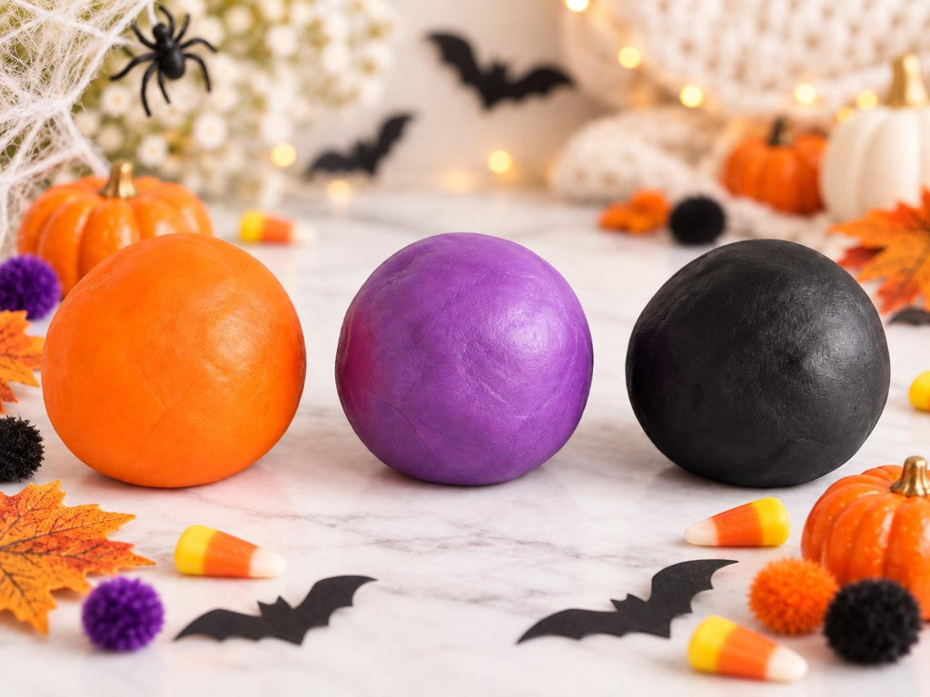 Halloween Sensory Play Dough Kit | 6 oz Dough + Mix-Ins (Orange, Black, Purple)