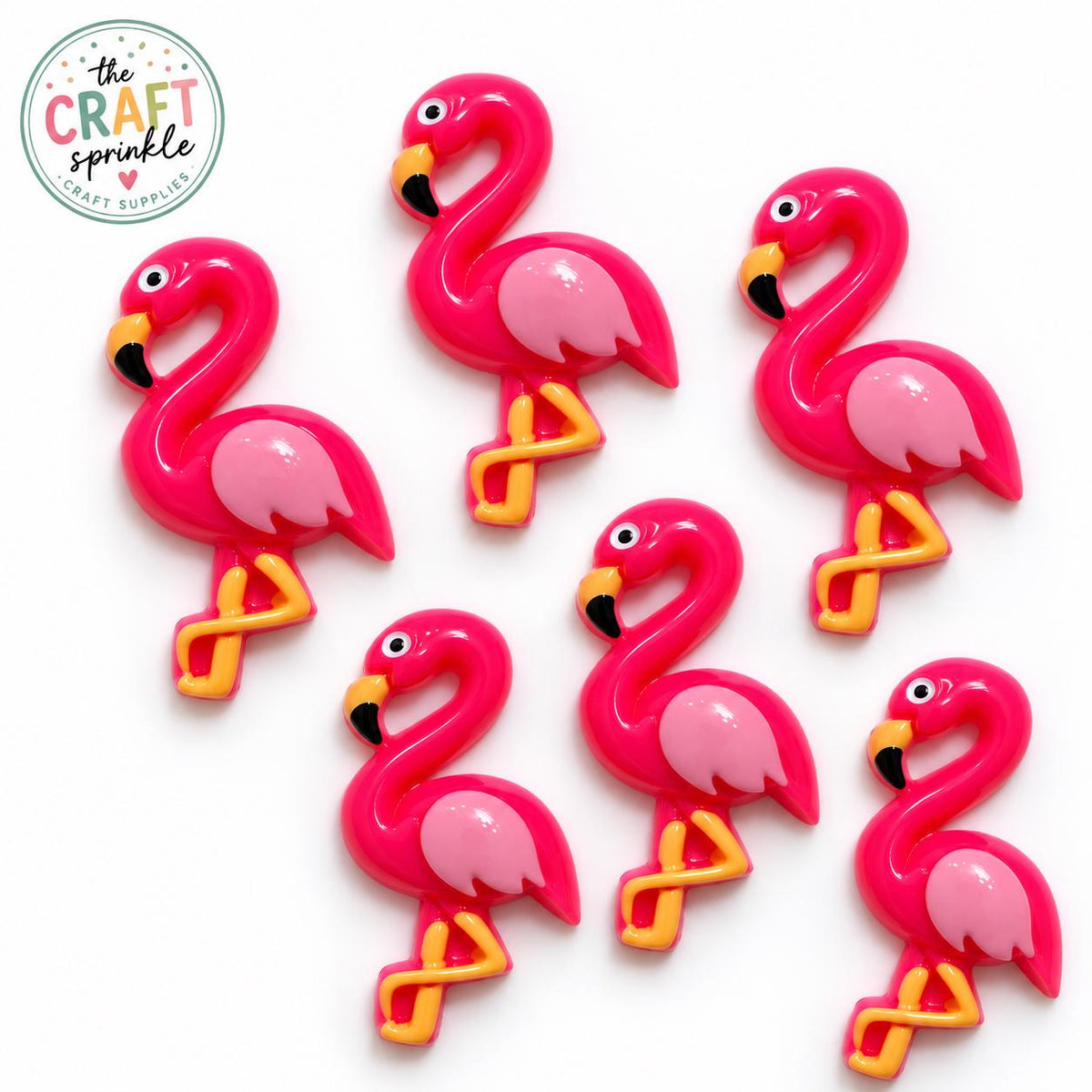 Pink Flamingo Cabochons Set of 5 –  Tropical 3D Embellishments - Decoden, Slime, DIY Craft Supplies